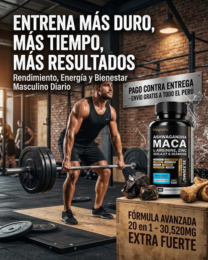 ASHWAGANDHA MACA - Rendimiento y Vitalidad Masculina 20 en 1